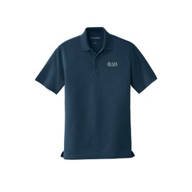 Phi Delta Theta Performance Polo - Dry Zone Micro Mesh (Large) Navy, Grey