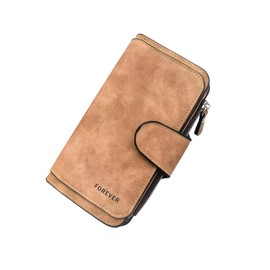 WisePoint Women's Purses, PU Leather Women's Purse Exquisite Card Holder Purse for Women, Portable Clutch Bag for ID Cards, Bank Cards, Photos, Cash, brown, Minimalist