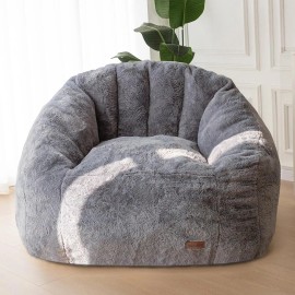 MAXYOYO Giant Shell Bean Bag Sofa Memory Foam Living Room Chair Floor Sofa Soft Cover - Gray