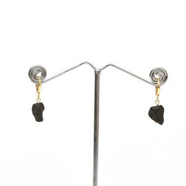 Gempires Black Spinel Raw Hoop Earrings, Dangle Drop, Rough Crystal Earring, Everyday Wear, 14k Gold Hoops, Gift for Her (Black Spinel)
