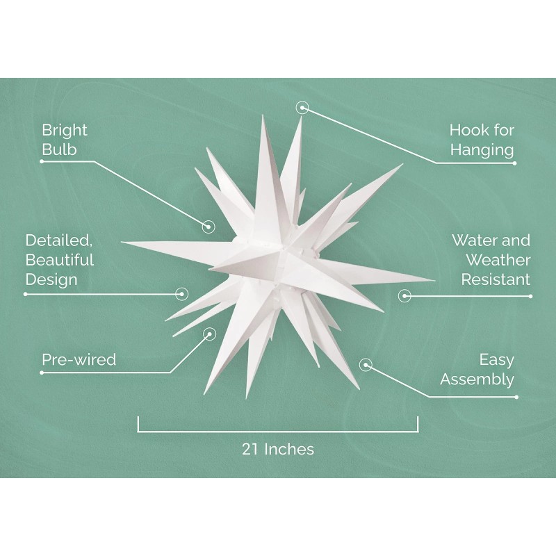 Elf Logic 21" Large Warm White LED Moravian Star -