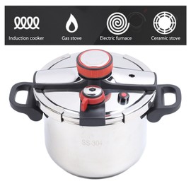 Luqeeg Stainless Steel Pressure Cooker, 2 Gear Pressure Cooking Pot Stainless Steel Pressure Canner with Foldable Handle Universal Pressure Cooking Pot for Induction Gas Stove Open