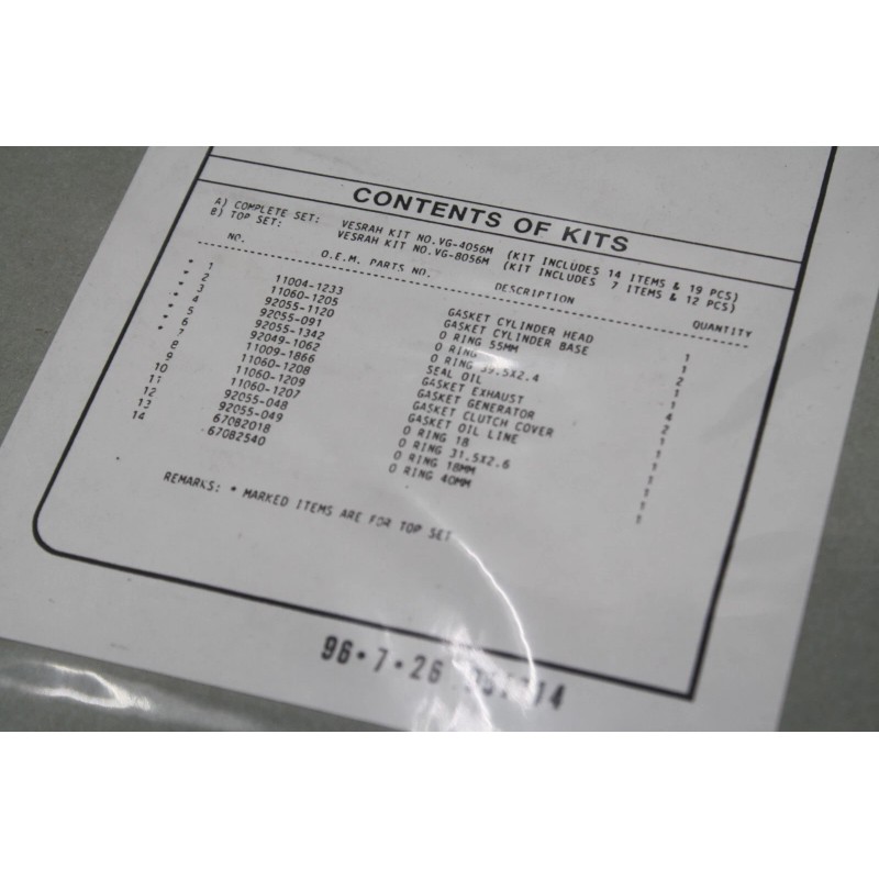 Vesrah 1993-1999 KAWASAKI KLF300 BAYOU COMLETE GASKET SET KIT VESRAH