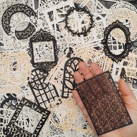 Japleed 80 Pieces Cutout Scrapbook Paper Vintage Lace Scrapbooking Supplies Window Frames Decorative Paper Aesthetic Scrapbook Materials for Journaling Supplies Album Embellishment DIY Crafts Gift