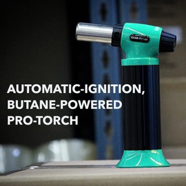 Solder-It Green Pro-Torch PT-500 | Automatic-Ignition Butane Torch Lighter | Large Butane Refill Tank | Waterproof Piezo Electronic Ignition System |