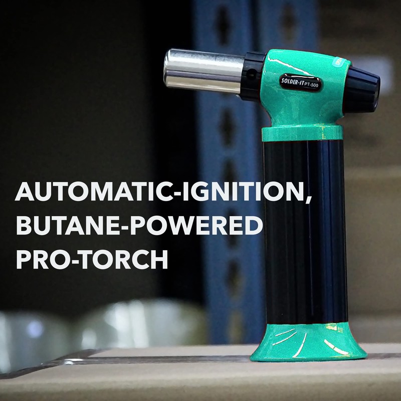 Solder-It Green Pro-Torch PT-500 | Automatic-Ignition Butane Torch Lighter |