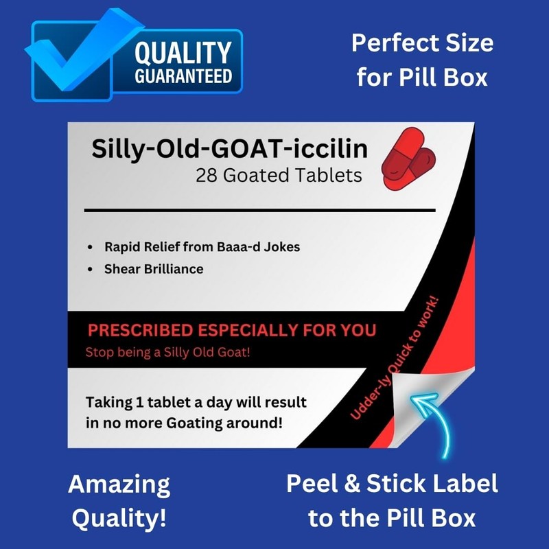 Funny Joke Pill Box Prank 'SILLY-OLD-GOAT-ICCILIN'. Gift for Men, women,