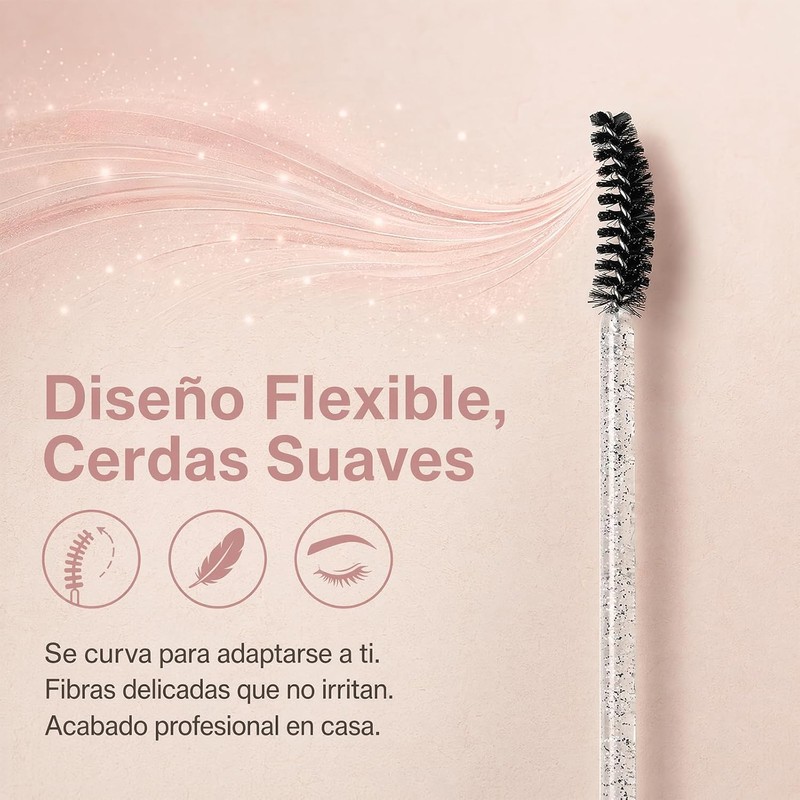 Cepillo Cejas Negro,Desechables Cepillos Pestañas Kit (100PCS) Doble uso para