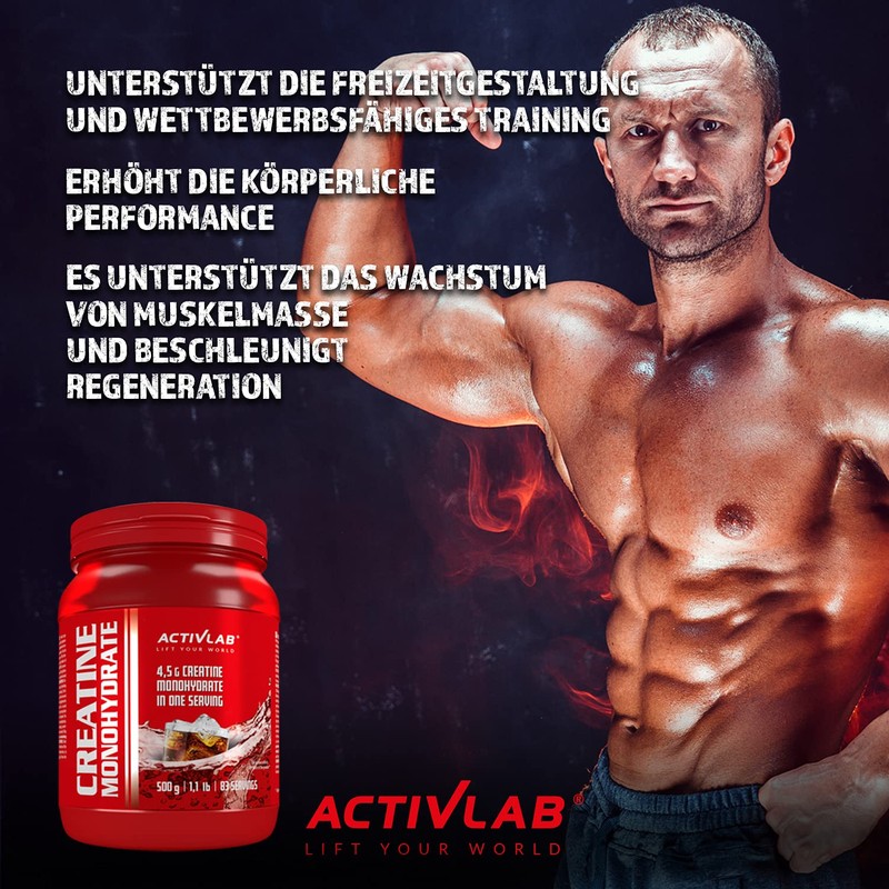 Activlab Creatine Monohydrate - 500g Jar | Optimum Nutrition Pre-Workout