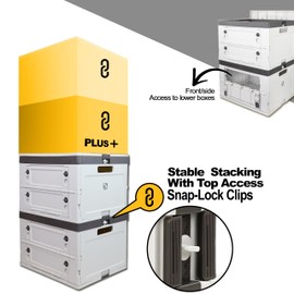 Wellmax Collapsible Crate with Lid - 44LB Stackable Foldable Crate for Groceries, Office & Car Trunk Organizing