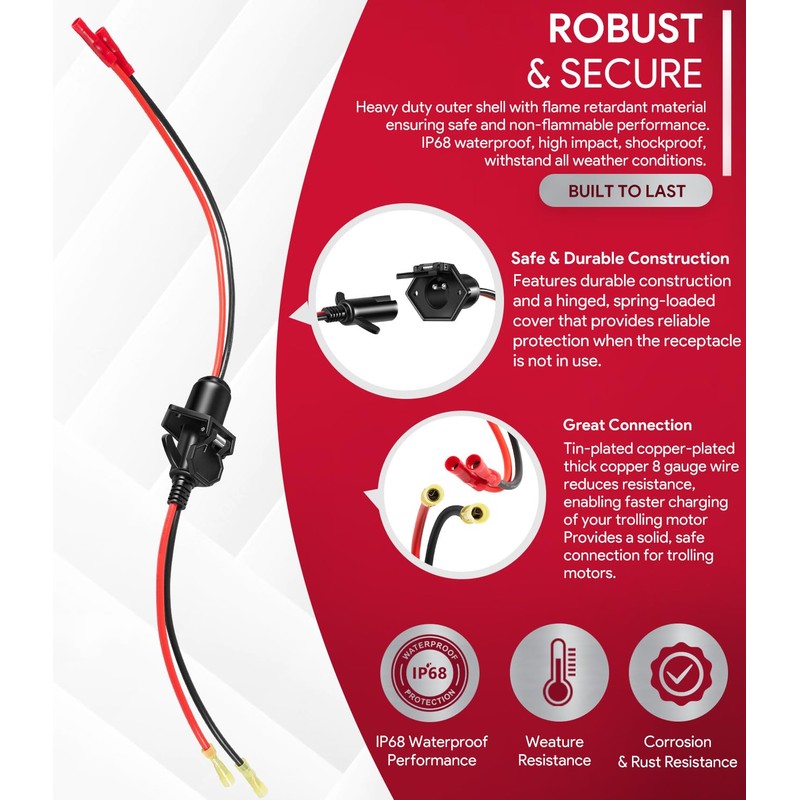 8M4000953 8M4000954 Trolling Motor Guide Power Plug and Receptacle Set,