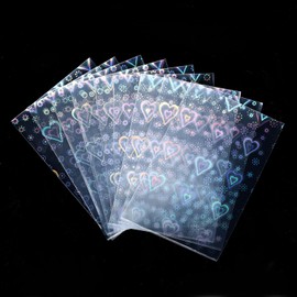 100 Pcs Photocard Sleeves Love Heart-Shape Laser Flashing Card Sleeves Kpop & MTG Trading Card Sleeves Holographic Foil Protective Cover Foil Card Protective Sleeve 65x90mm