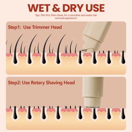 Dermave Bikini Shaver - Electric Bikini Trimmer for Women, 2-in-1 Womens Electric Razor, Dual Head Shaver (Beige)