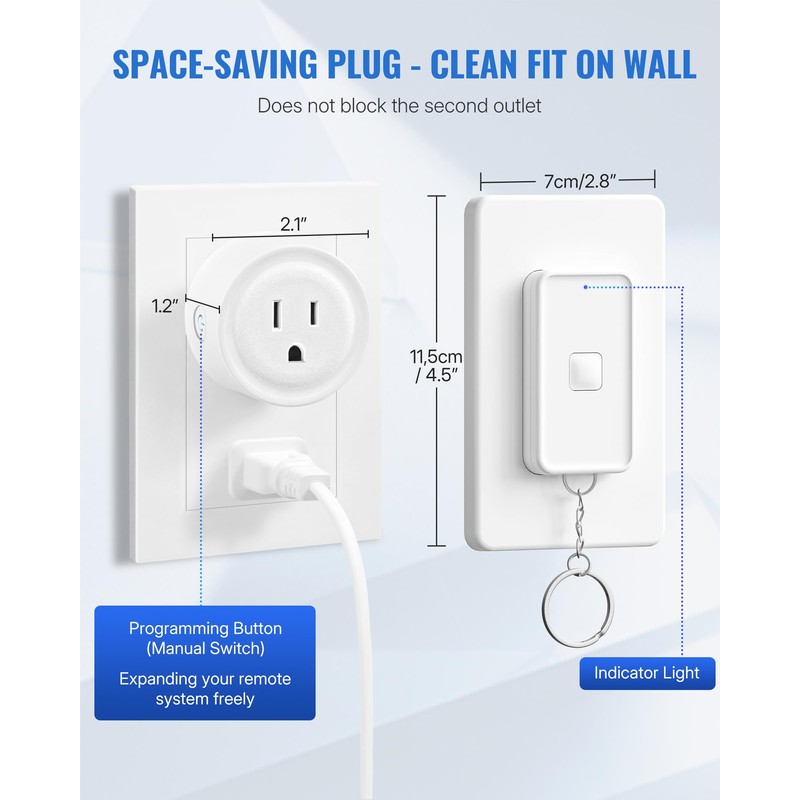 Remote Control Outlet, WILAWELS Remote Outlet Switch with Magnetic Base,