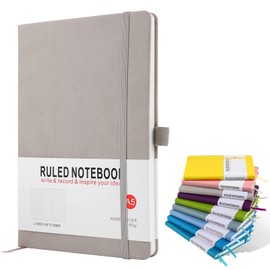 A5 Notebook, Journal Note Pad Hardback Journal Notebook A5 Notepad Composition Notebooks PU Leather Notebook for Office School Home Business Writing & Note Taking 200 Pages (100 Sheets)-Grey