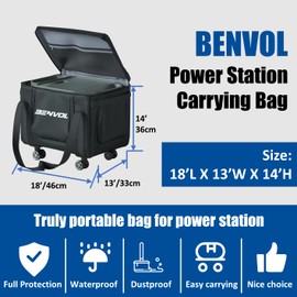 BENVOL Portable Power Station Carrying Bag,Easy Carrying-360° Wheels,18×13×14' Fit Power Station1500w-2700w,Storage Case for camping essentials,Battery Protective Cover&Carrying Case Bag for Travel