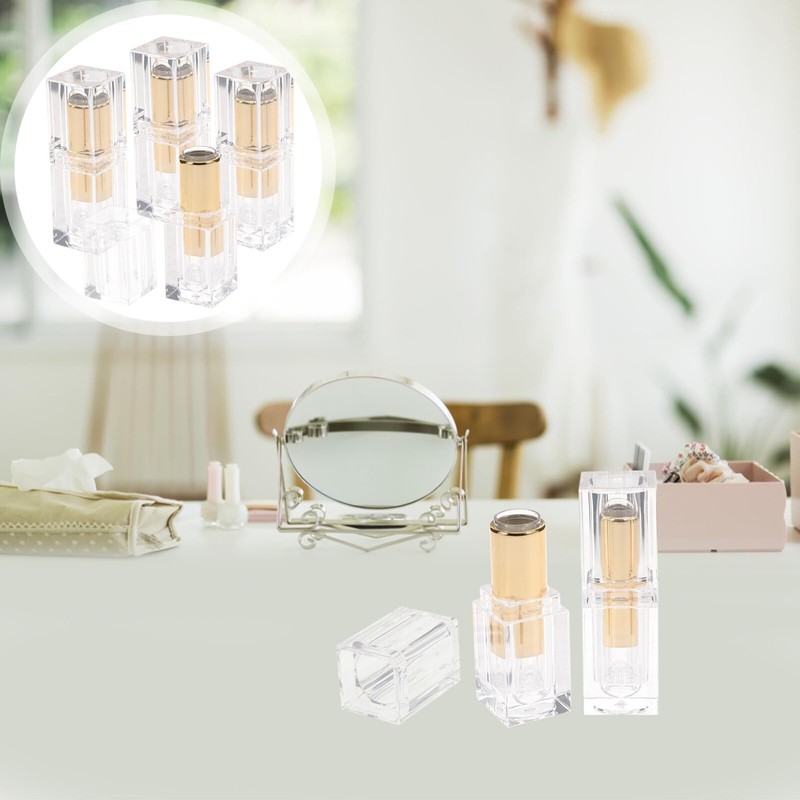 CALLARON Lipstick Tube Transparent Refill Container Plastic Rotating Lipstick Refill