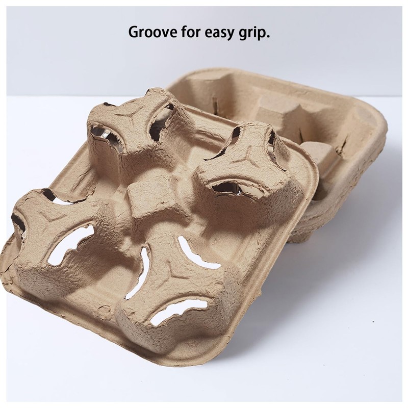 UBozeuiv Disposable Compostable Drink Carriers, 100 Pack | Paper Pulp