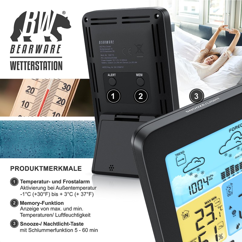 CSL Wireless Weather Station with Colour Display and Outdoor Sensor,