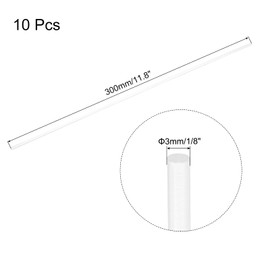 sourcing map 10pcs Acrylic Round Rods 1/8" x 12" Clear Acrylic Dowel Rods Sticks Plastic Sticks Strip for DIY Crafts Lighting Gardening Decorations - 3mm x 300mm