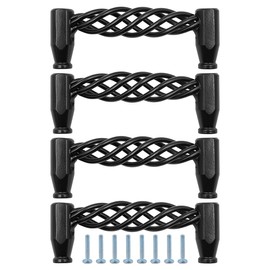 ZONADAH Set of 4 Traditional Drawer Cabinet Handle, Hole Distance 96mm, Metal Bird Cage Furniture Door Pull Handles, Antique Bow Handle, Drawer, Door, Cupboards, Bathroom, Kitchen, Black