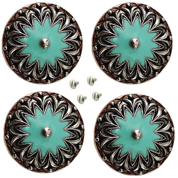 Challenger Set of 4 Conchos Western Saddle Tack 1-1/4" Copper