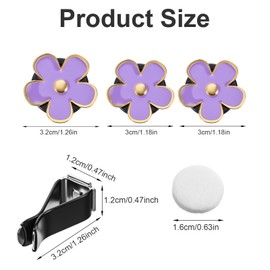 HJZHII 6 Set Daisy Air Vent Clips, Purple White Flowers Car Air Freshener Vent Clips with No Scent Felt Pads Airs Conditioning Outlet Clip Purple Car Inter Decor Cute Charm for Women Cars Inter