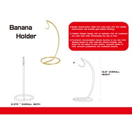 FitWell Banana Holder Stand Countertop, Fruit Tree for Kitchen Countertop, Banana Holder Keeper Stand Sturdy Steel Banana Hanger & Soft Pretzel