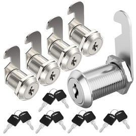 Letter Box Lock, Pack of 5, Furniture Locker Lock, Cylinder Cam Lock, Cabinet Locker Door Lock, Drawer Lock with 12 Keys, All Keys Are the Same (20 mm)