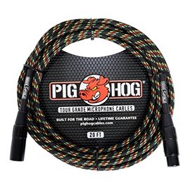 Pig Hog PHM20RAS Rasta Stripe Woven High Performance XLR Microphone Cable, 20 Feet