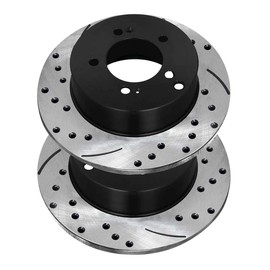 AutoShack Black Hat Drilled and Slotted Brake Rotors Front Brake Rotor Replacement Kit for Hyundai Tucson XG350 2001 XG300 2005-2010 Sonata 2005-2010 Kia Sportage 2006-2010 Optima Magentis PR41341LR