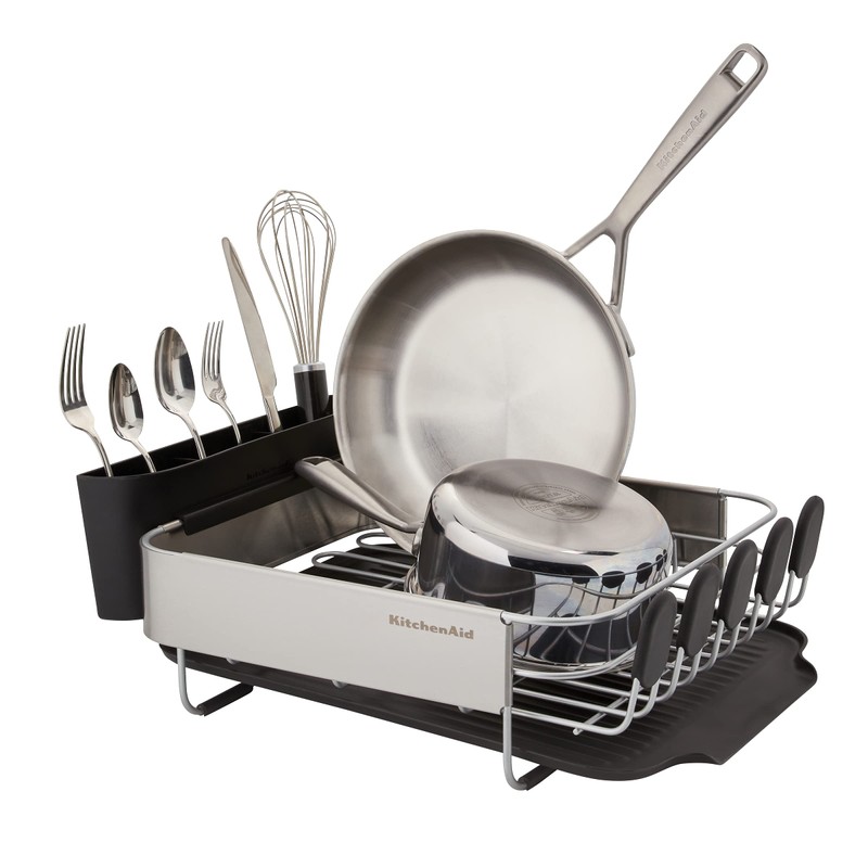 KitchenAid Compact, Space Saving Rust Resistant Dish Rack with Removable