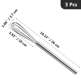 Webake Whisk Stainless Steel Small Whisk Set of 3 Mini Whisk for Mixing, Whisking, Beating, Frothing and Stirring