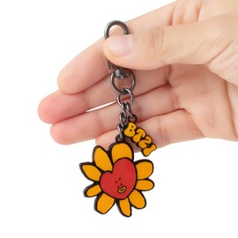 BT21 Flower Collection TATA Character Metal Snap Keychain Key Ring Bag Charm with Clip