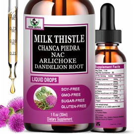 Milk Thistle Drops | High Absorption Milk Thistle Extract Liquid Supplement w/NAC Chanca Piedra Artichoke Dandelion Root - Liver Cleanse Detox & Repair Drops 30 Servings | Non-GMO | Alcohol Free