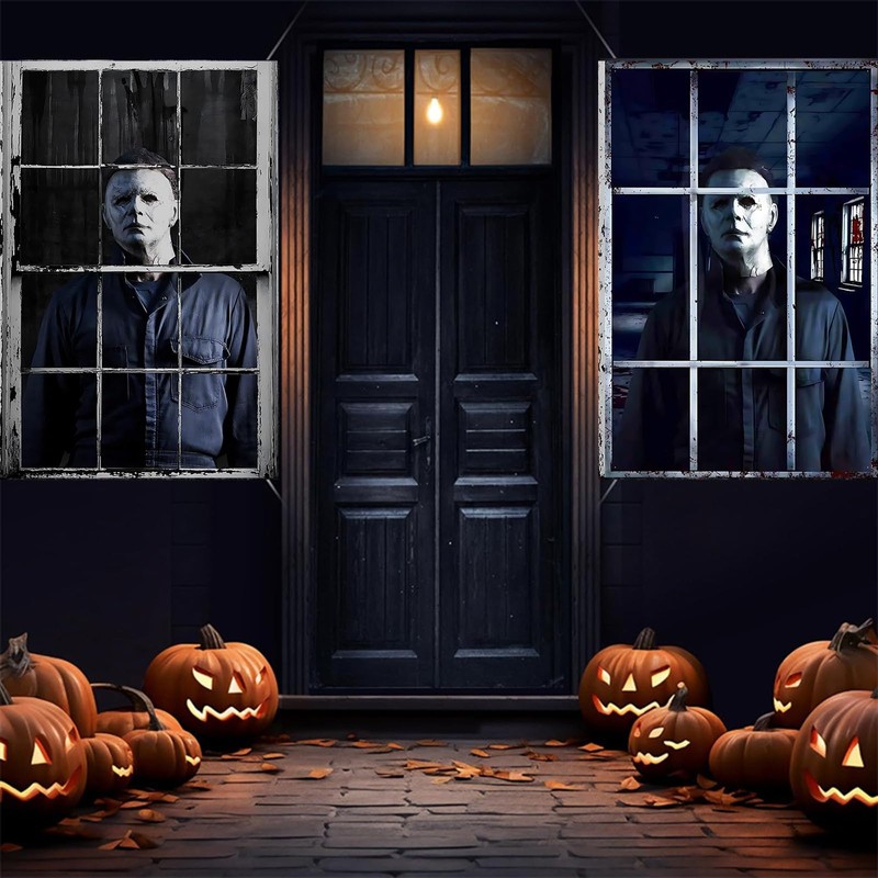 2 Pcs Halloween Horror Window Cover, Scary Curtain Window Door