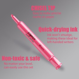 Blynkie Highlighters Bulk 40 Pack of Pink Tank Style Chisel Tip Highlighters Set for Kid and Adult Coloring Highlighting for Classroom Office School Supplies and Shop Short Style.