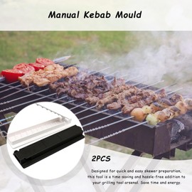 Manual Kebab Maker 2 Pieces Kebab Maker Press Skewers Kebab Maker Grill Heat Resistant Non-Stick Grill Stringer Kabob Mould Reusable Kebab Maker Grill Tool for Kebab Barbecue Party Camping