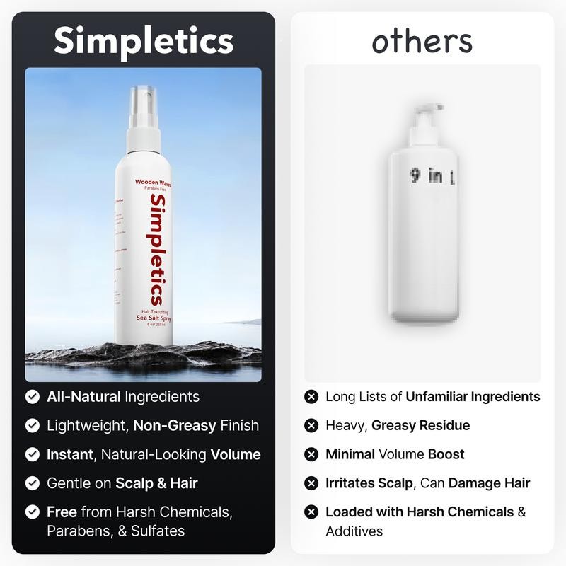 Simpletics - Sea Salt Spray - Texturizing Product for Fluffy,
