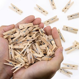 Pack of 100 Mini Wooden Pegs, Small Wooden Pegs, Mini Wooden Clothes Pegs, Decorative Pegs, Natural Decorative Pegs for DIY, Small Wooden Pegs for Photos, Photo Wall, Postcards, Letters