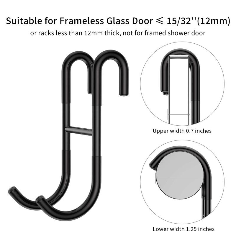 Black 14-Inches Stainless Steel Shower Squeegee Set, Include Shower Door