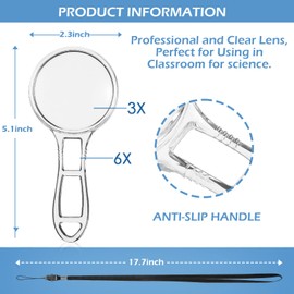 Xinnun 30 Pack Magnifying Glass Bulk Mini Handheld Magnifying Glass Bulk Small Reading Magnifier Acrylic Hand Lens for Outdoor Explorer Science Observation Seniors Reading