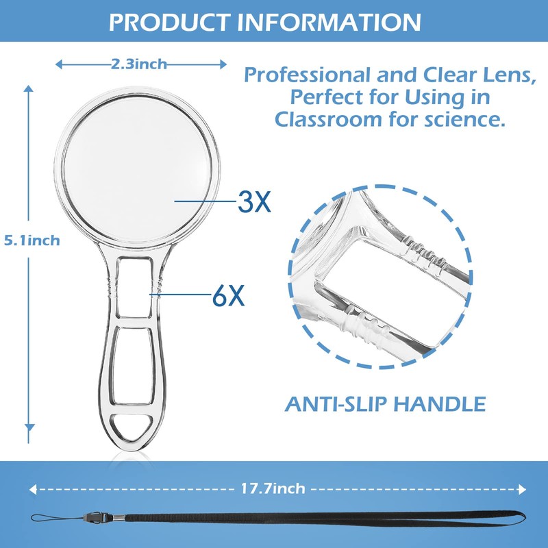 Xinnun 30 Pack Magnifying Glass Bulk Mini Handheld Magnifying Glass