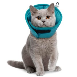 Hjyokuso Halskrause Katze Weich, Katzen Halskrause Nach Op, Leichtgewicht Halskragen Katze, Nach Op und Verletzungen, Verhindert Lecken & Kratzen Von Wunden, Atmungsaktives (Rosa, M)