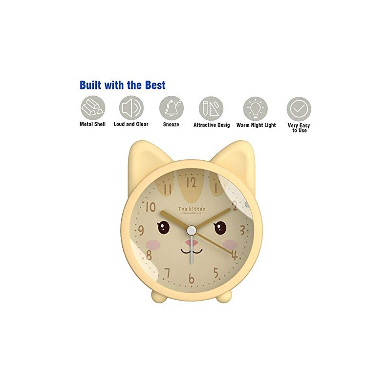 Children Cute Animal Dog/Cat Alarm Clock Silent Non Ticking Silicone