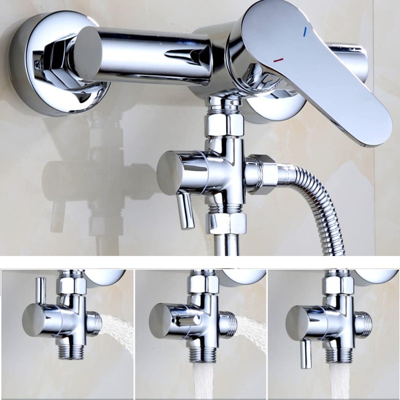 Shower Diverter Valve, G1/2 Inch Brass Shower Arm Shut-Off Valve