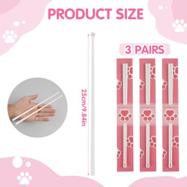 3 Pairs Cat Paw Chopsticks, Chopsticks Reusable Non-Slip Cute Pink Paw Prints for Adults, Lightweight, Fun Kitty-Themed Gift for Cat Lovers, Girlfriends