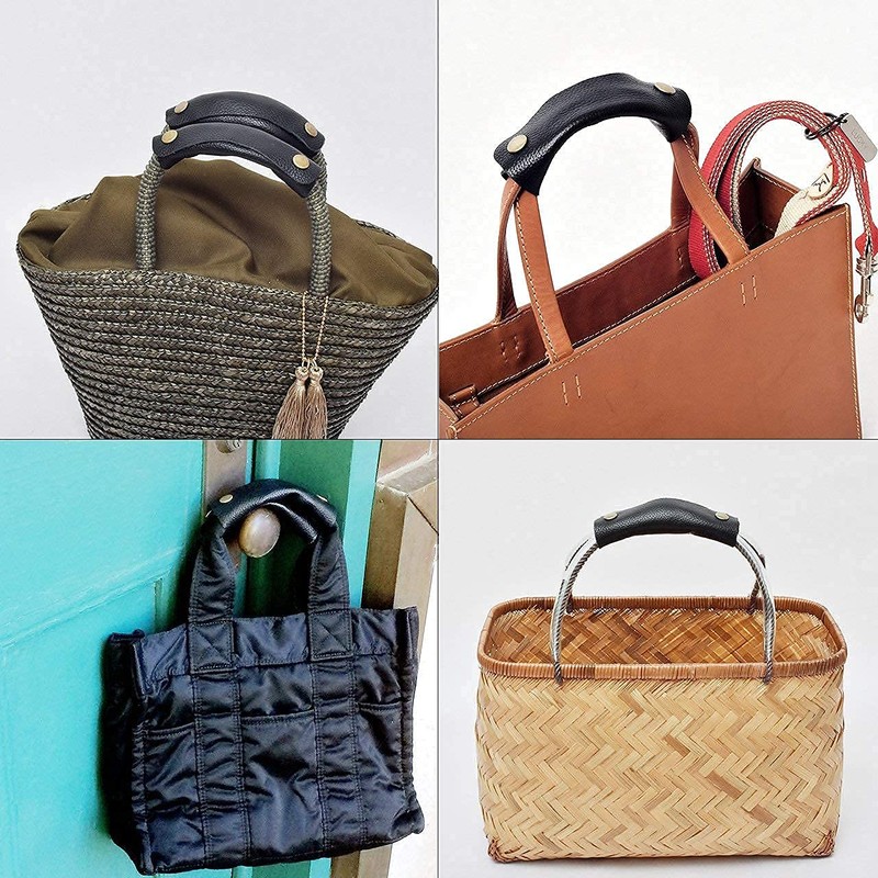 Bag Handle Covers, Genuine Cow Leather, Made in Japan, Black,