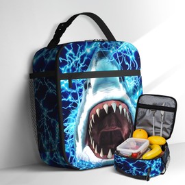 Shark Lunch Bag for Boys Girls Shark Lunch Box for Kids Teens School Work Office Travel Picnic Hiking Insulated Reusable Waterproof Leakproof Boys Lunchbox School Gift