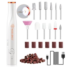 Modelones Cordless Nail Drill, 22000RPM Electric Nail File with LED Light for Acrylic Gel Nails, Professional Nail Drill Set with Nail Drill Bits & Sanding Bands for Quick Manicure Pedicure Kit